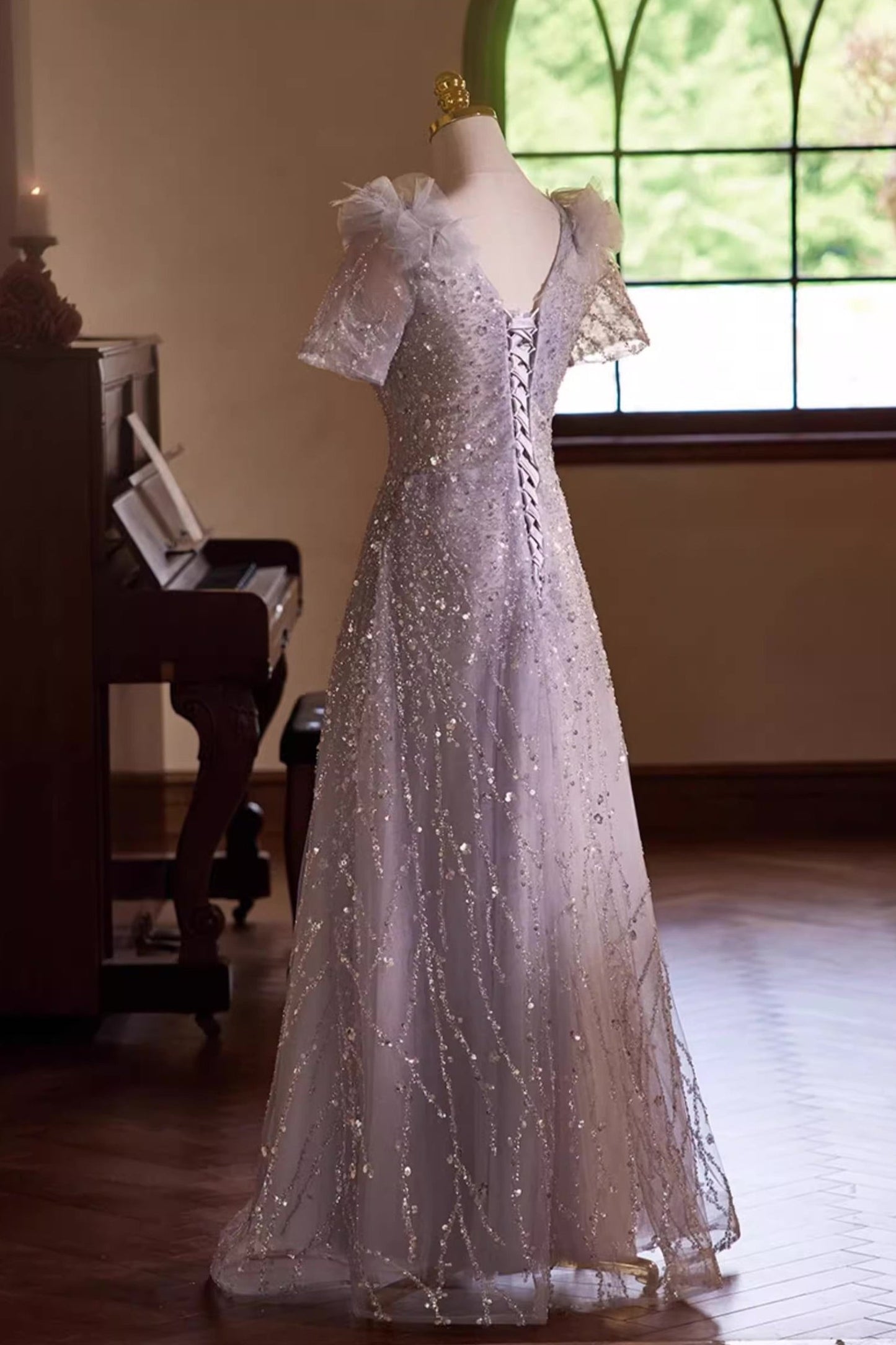 Purple Sequin Long Gown