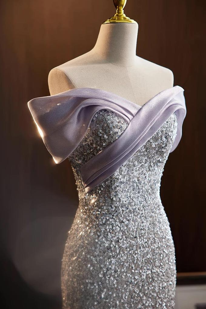 Purple Sequin Long Gown