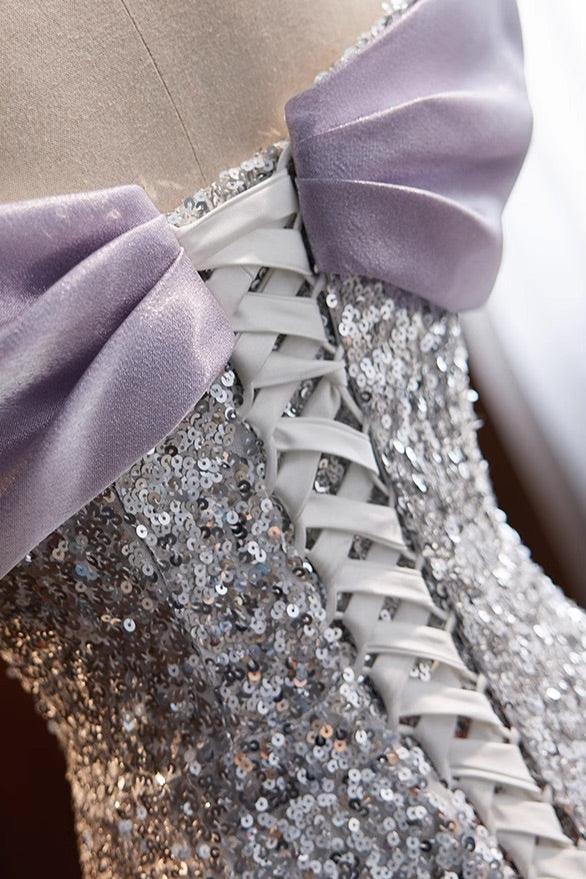 Purple Sequin Long Gown