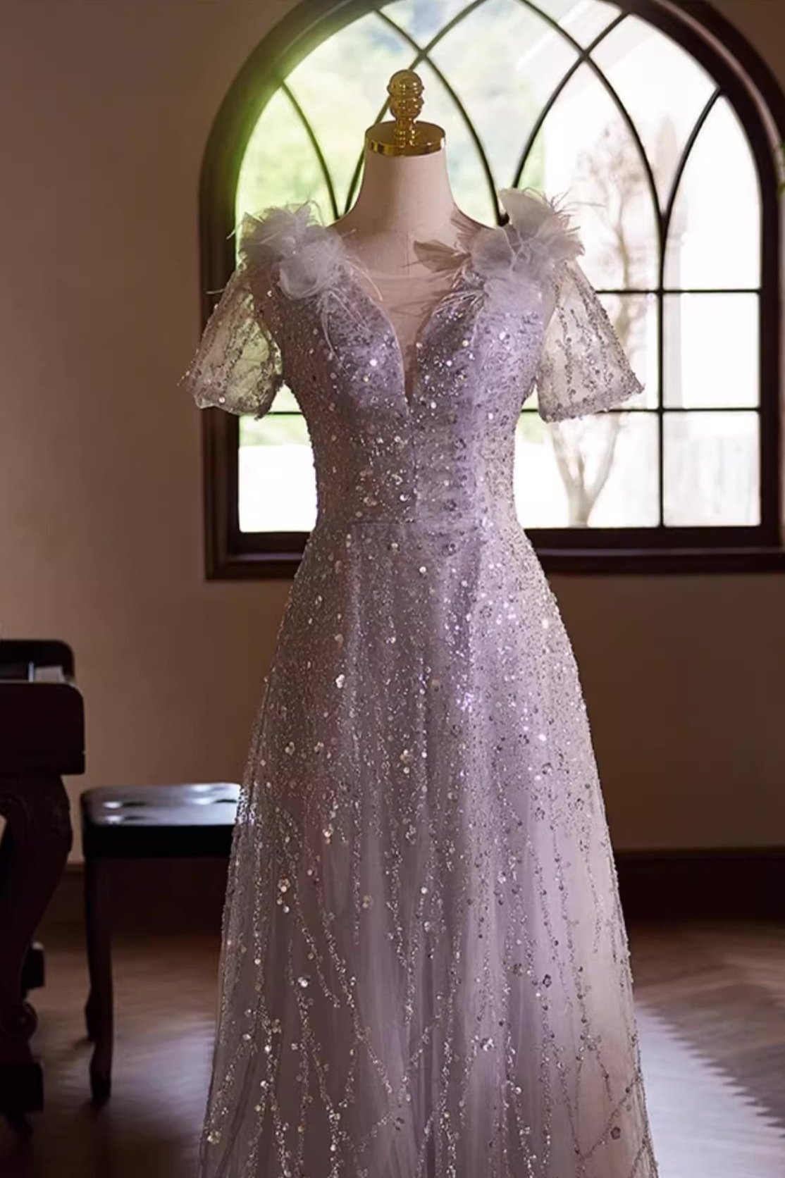 Purple Sequin Long Gown