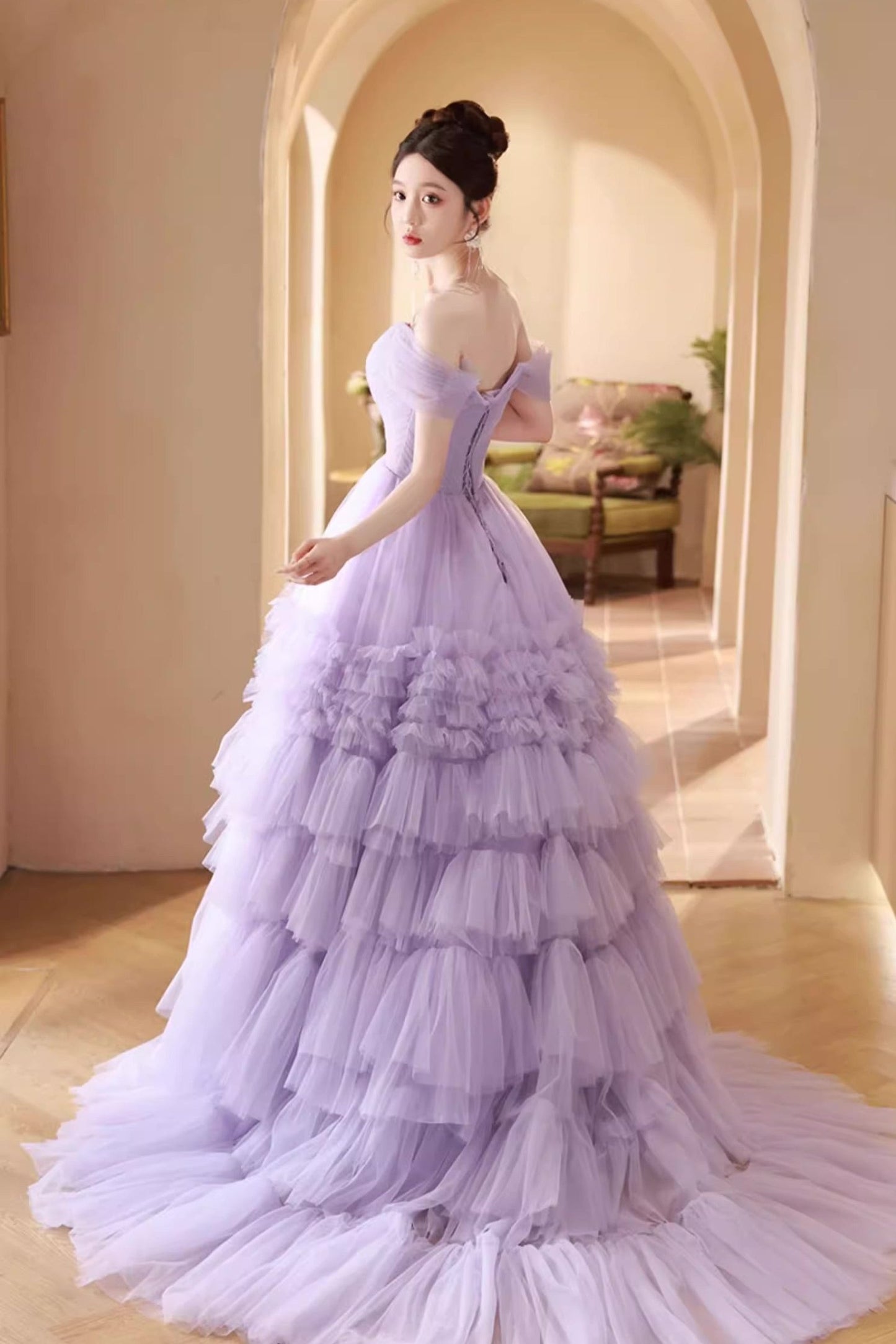 Purple Tulle Ball Gown