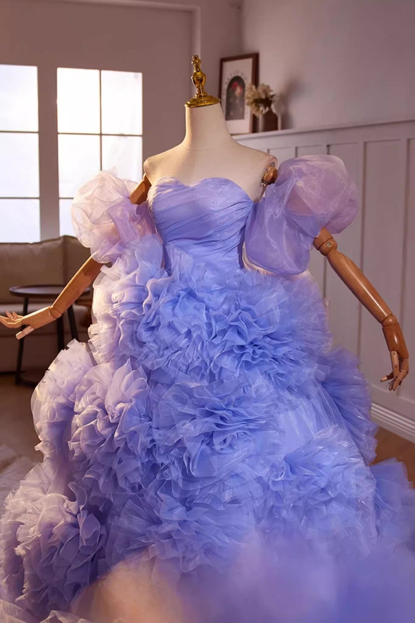 Purple Flower Ball Gown