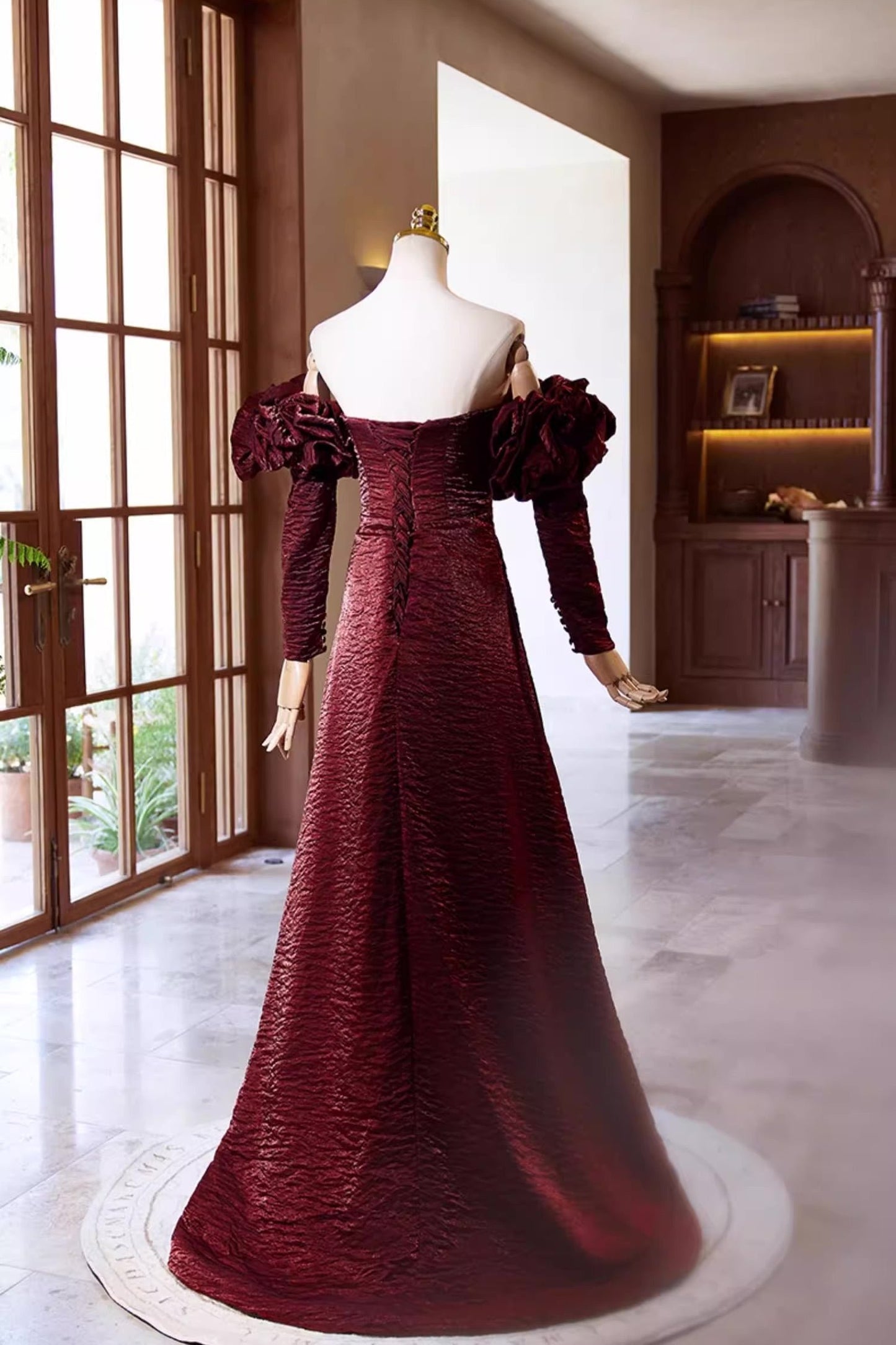 Red Long Sleeve Gown