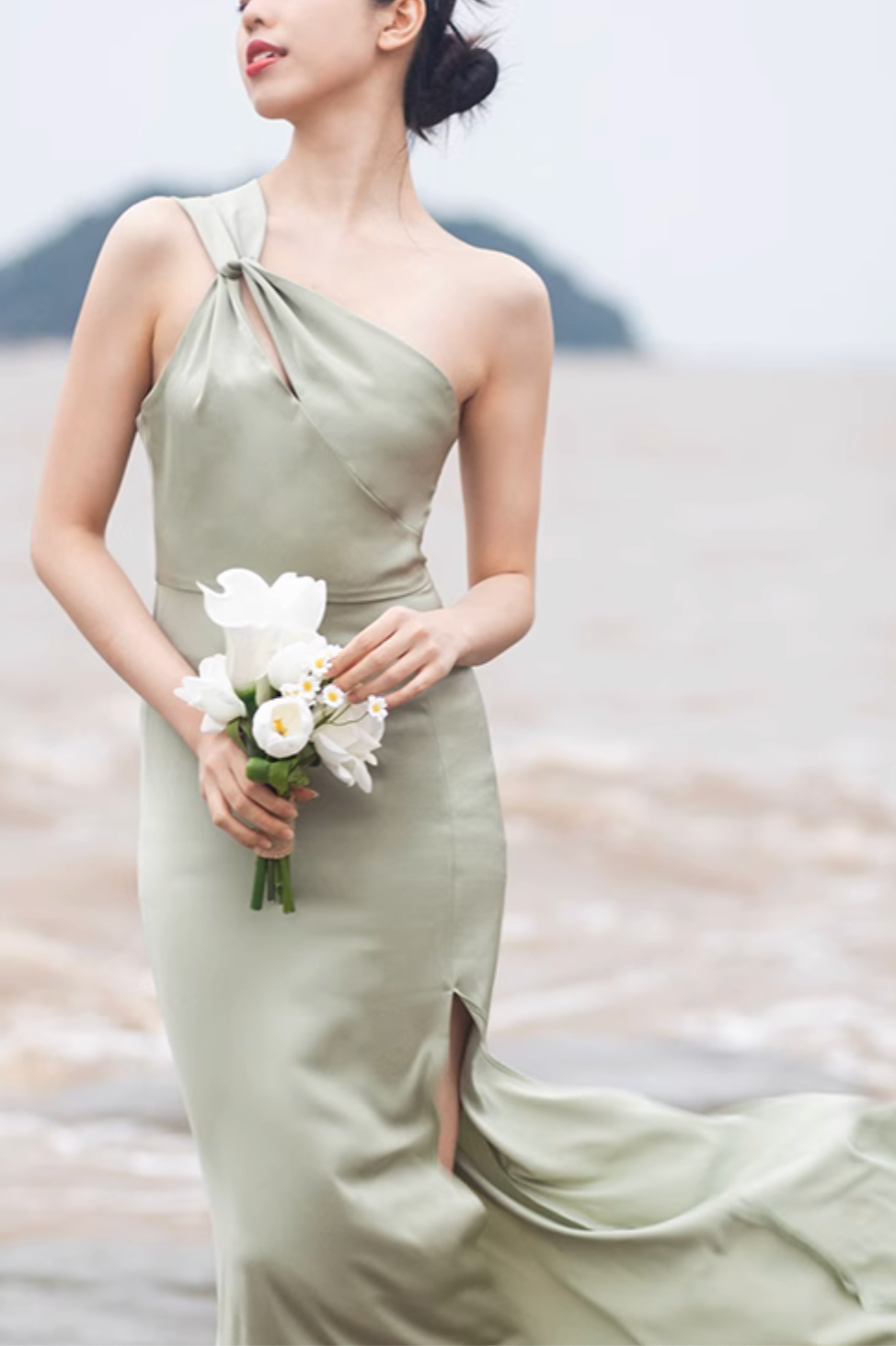 Green and Lilac Silk Long Dress Green and Lilac Silk Long Dress