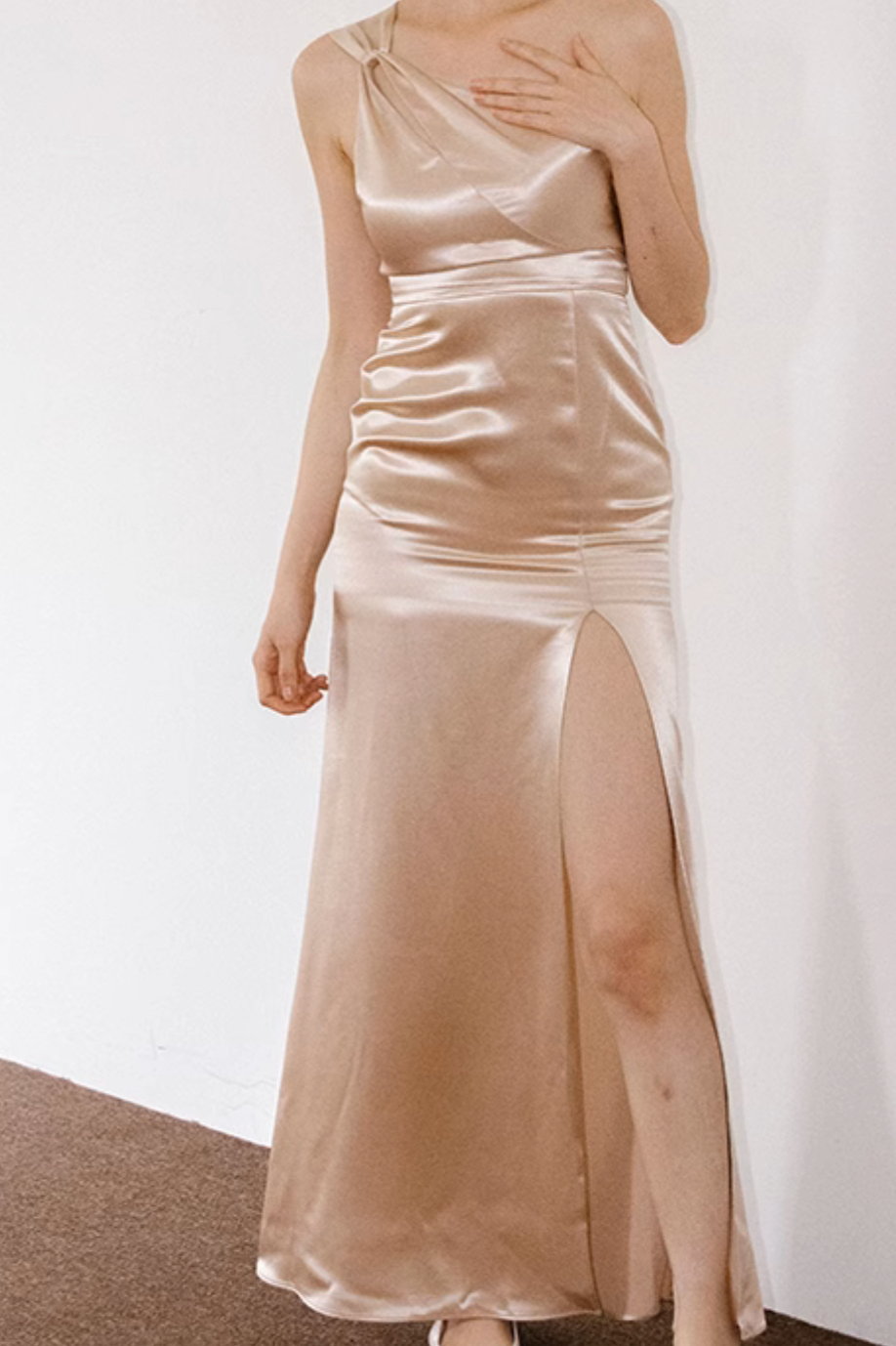 Beige Silk Long Dress