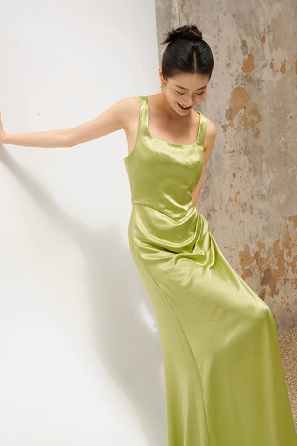 Green Silk Long Dress