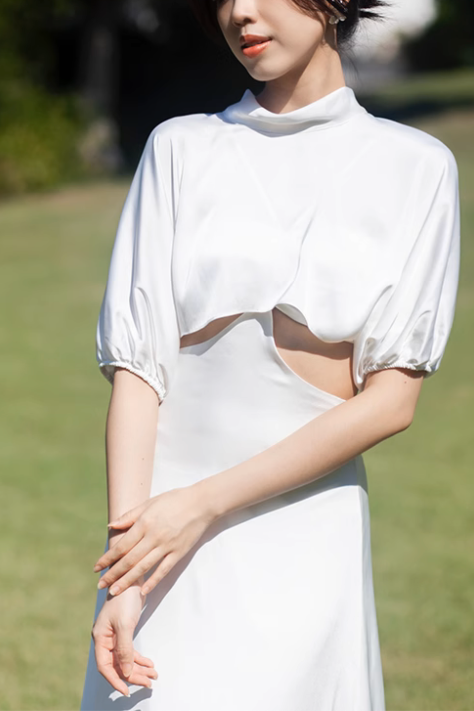 White Silk Long Dress