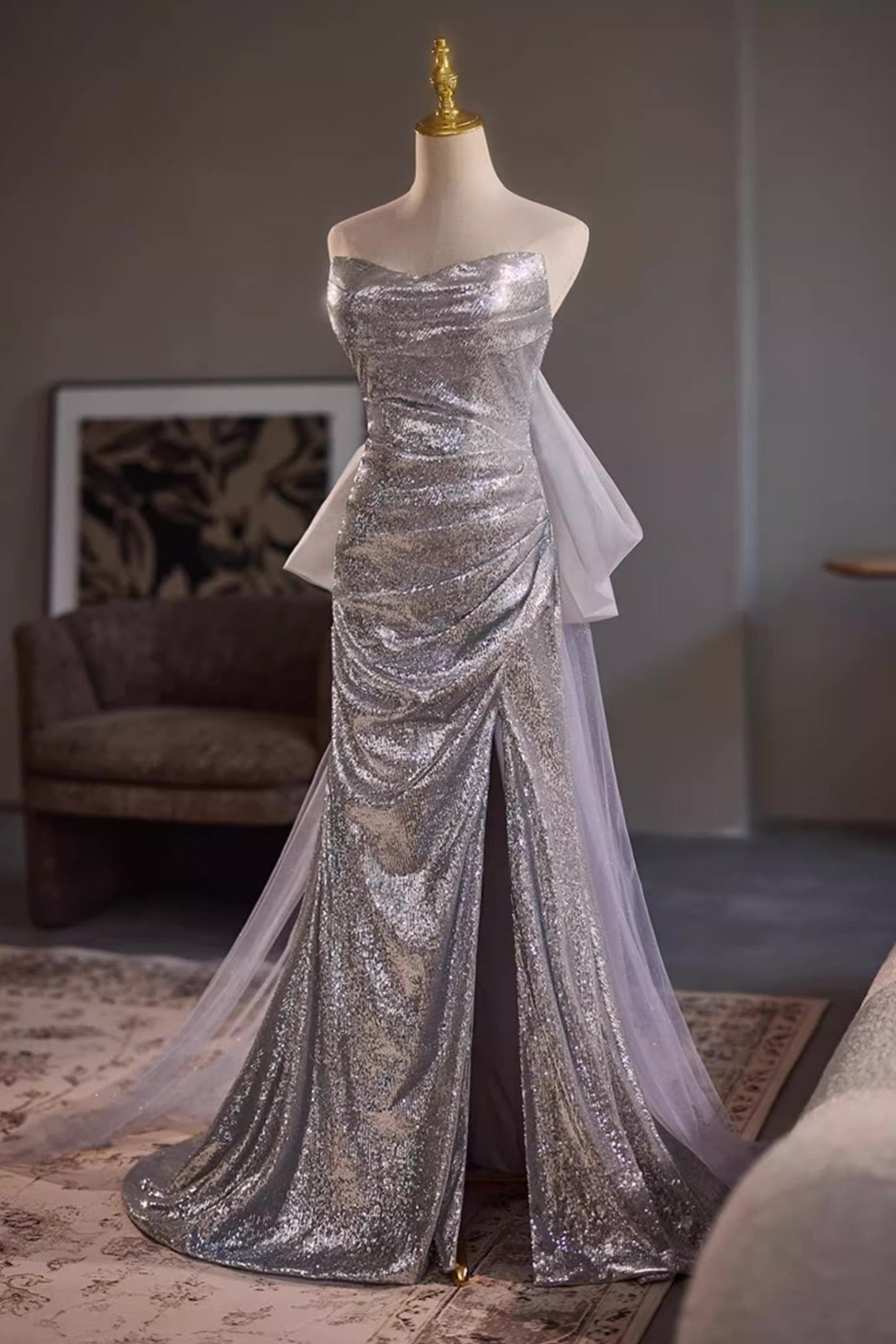 Silver Sequin Gown