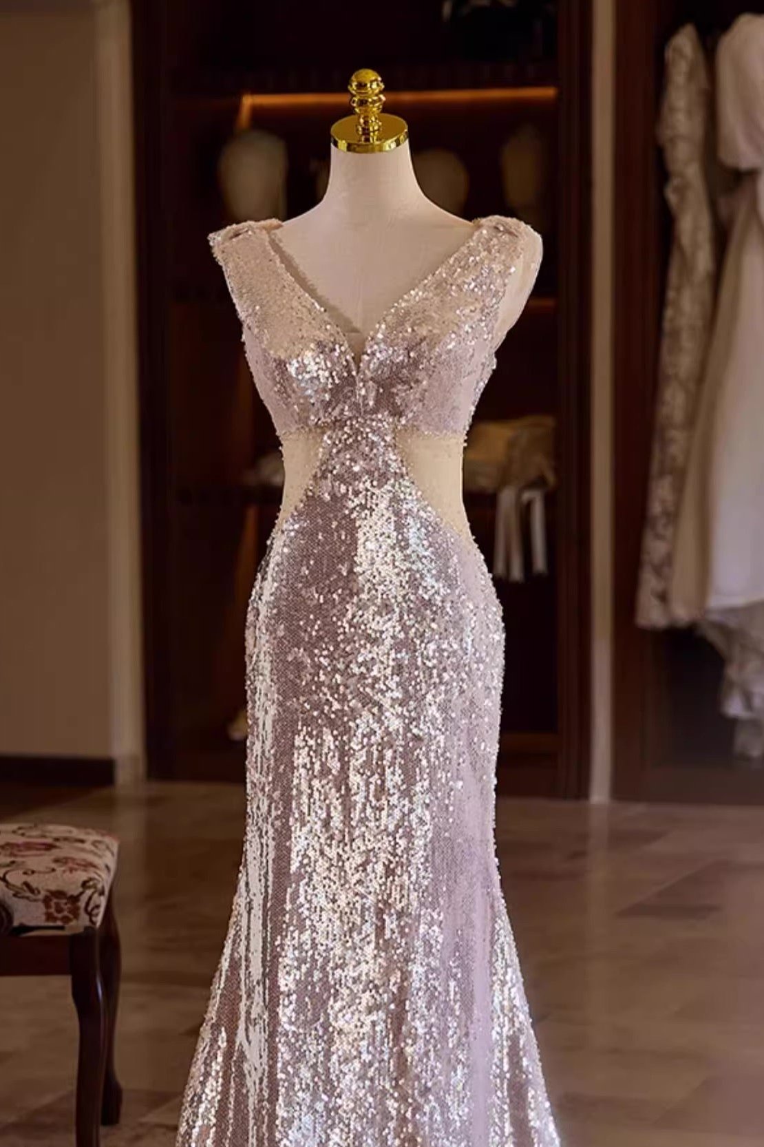Silver Sequin Gown