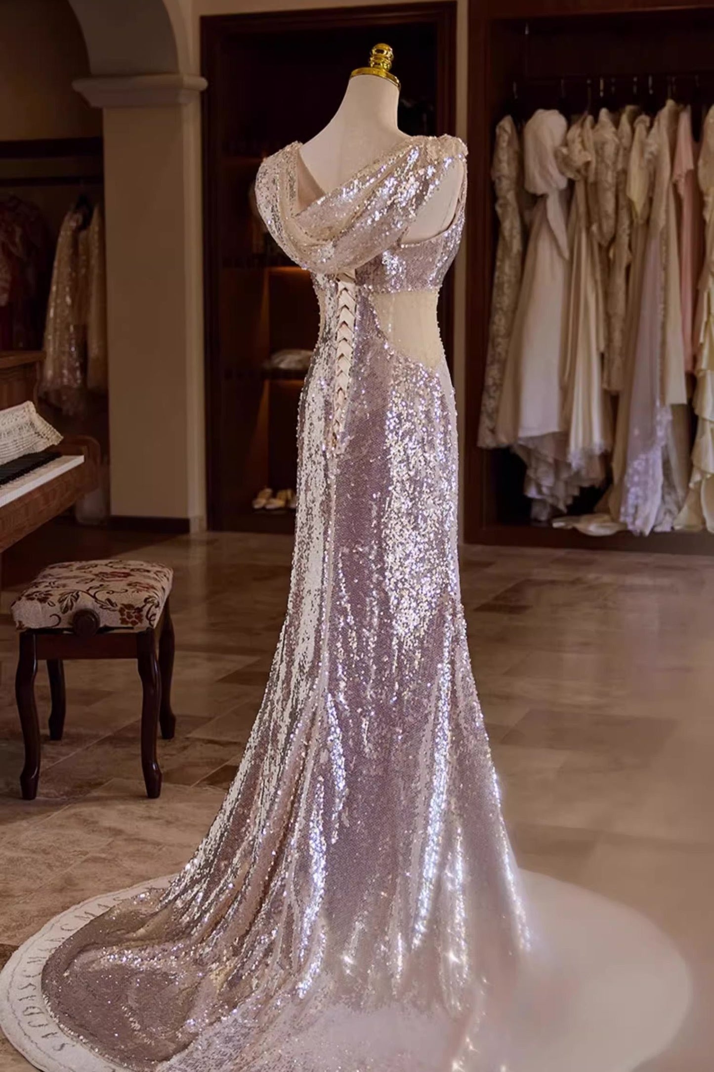 Silver Sequin Gown