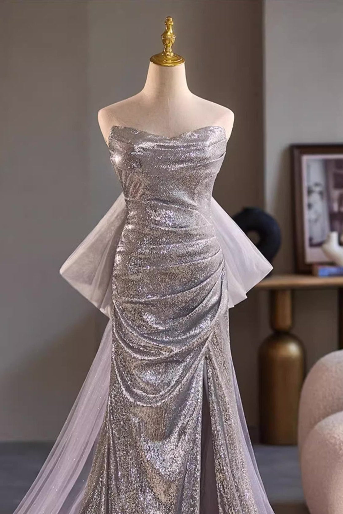 Silver Sequin Gown