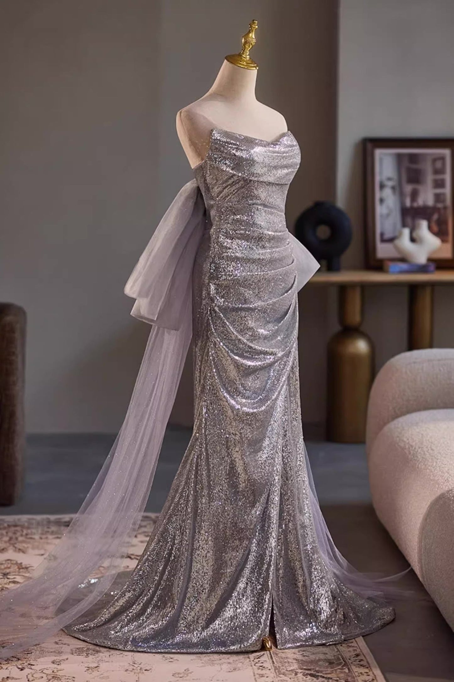 Silver Sequin Gown