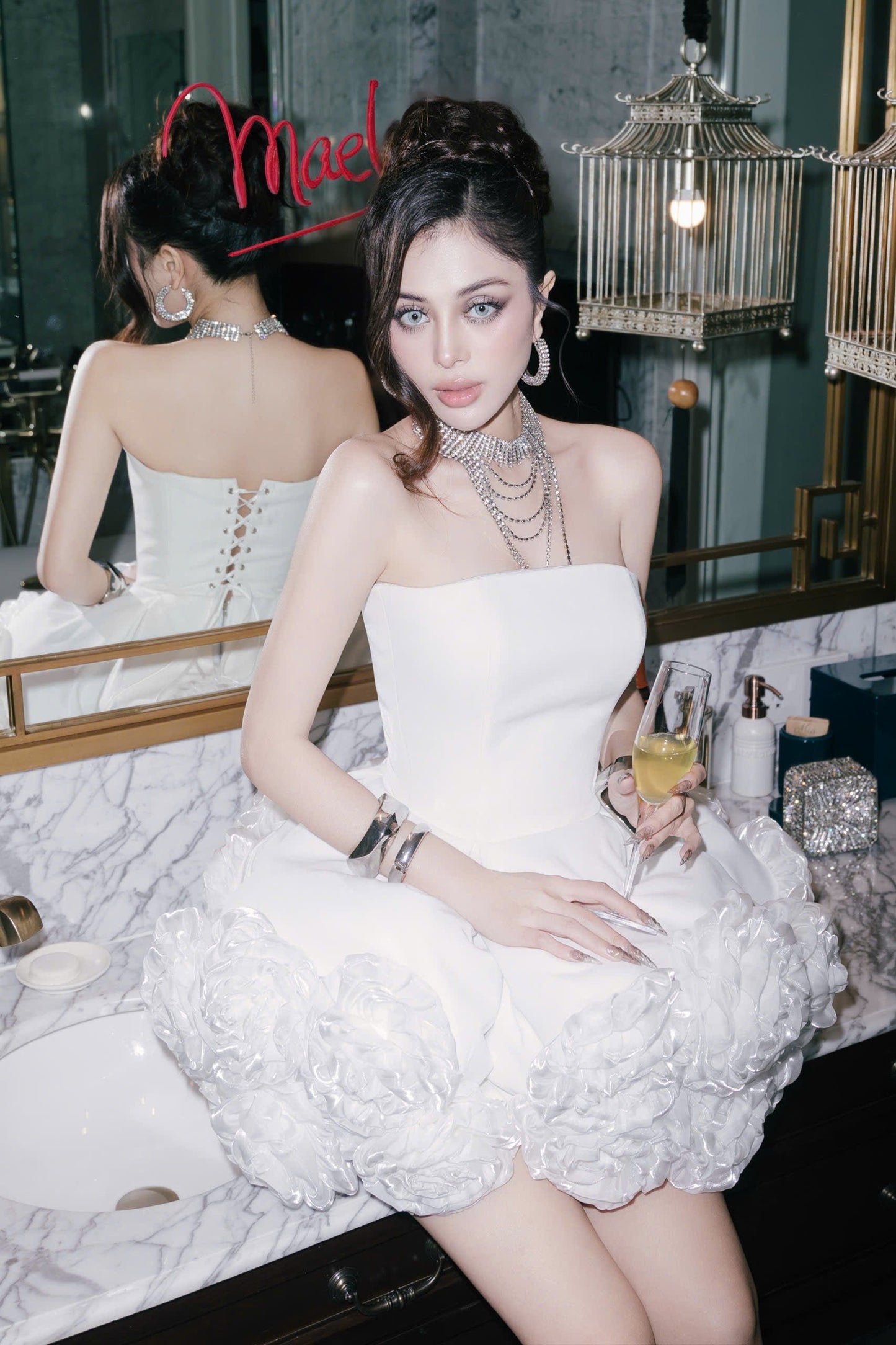 Glam Night Out Collection - White Rosalyn Dress