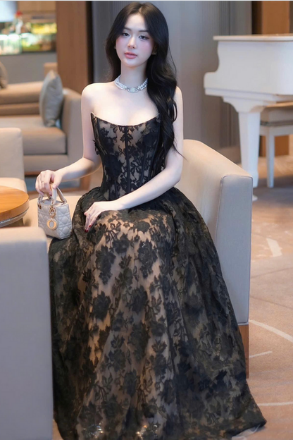 Black Lace Long Dress