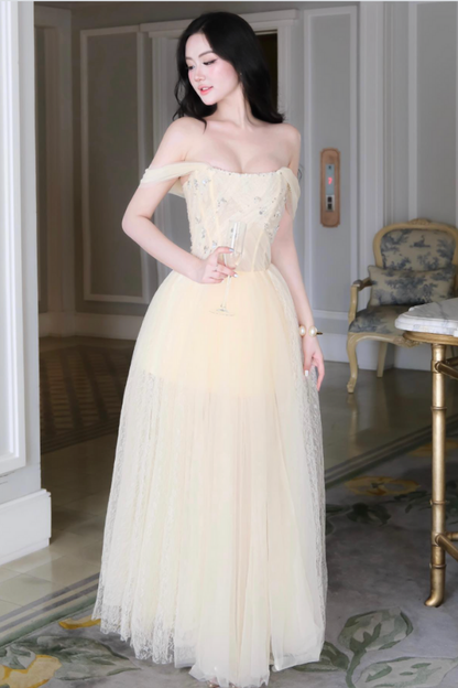 Yellow Tulle Long Dress