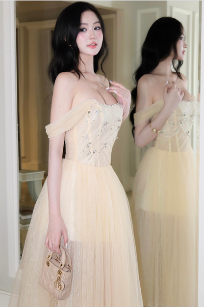 Yellow Tulle Long Dress