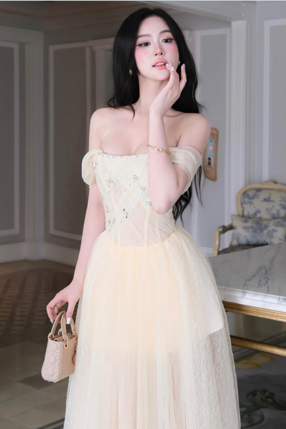 Yellow Tulle Long Dress
