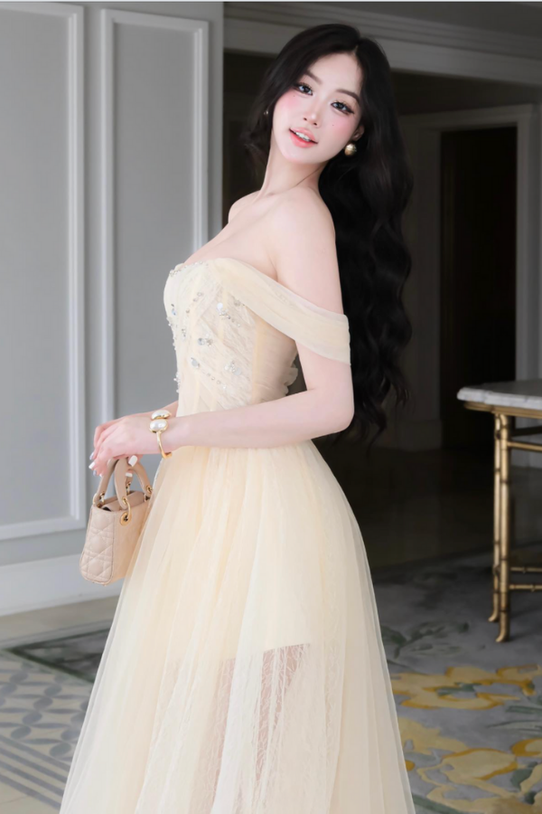 Yellow Tulle Long Dress