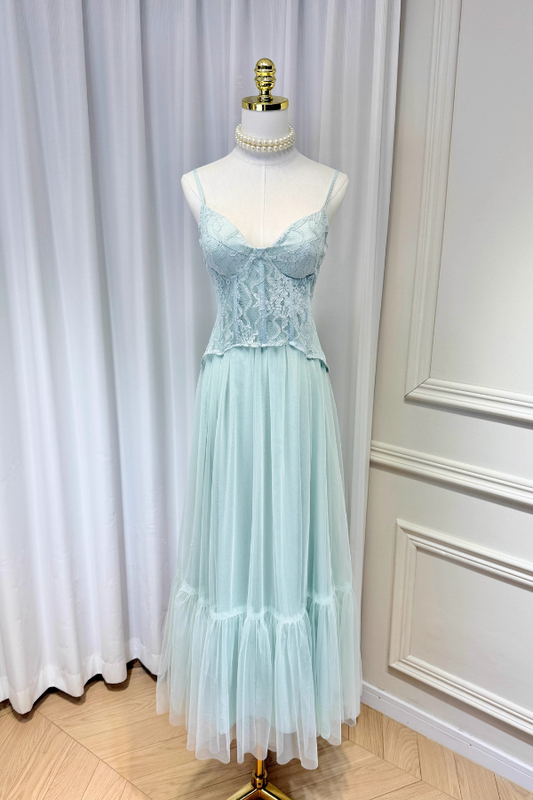 Teal Corset Long Dress