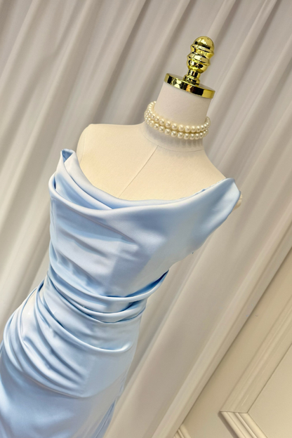 Blue Camille Silk Long Dress