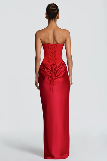 Red Felicity Tube Long Dress