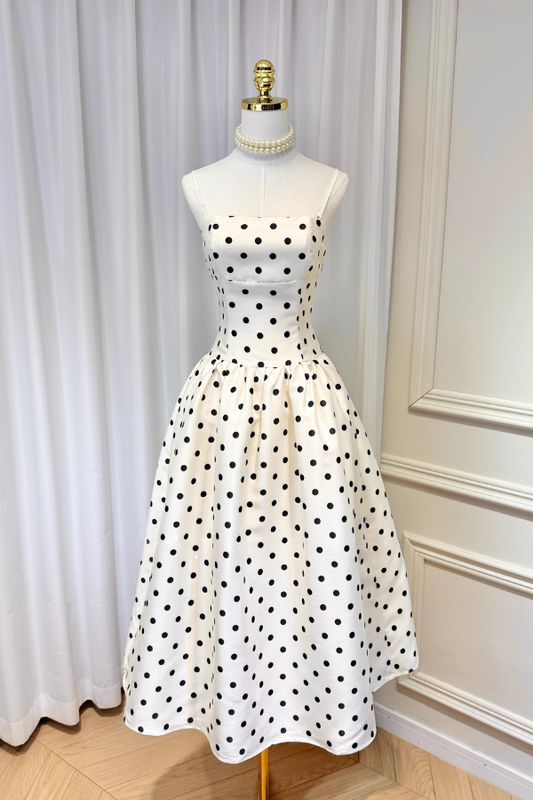 White Polka Dots Justine Long Dress