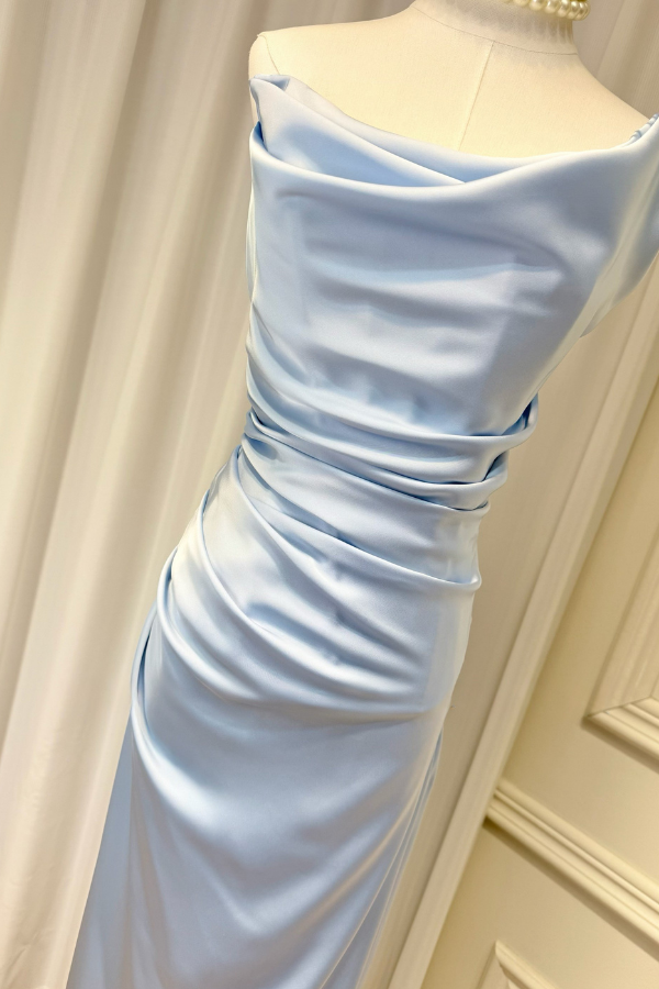 Blue Camille Silk Long Dress