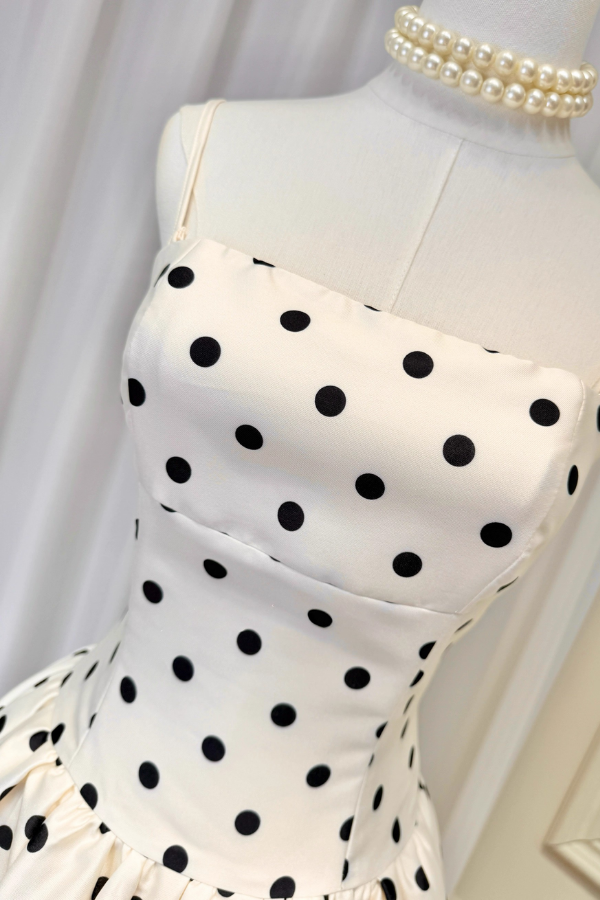 White Polka Dots Justine Long Dress