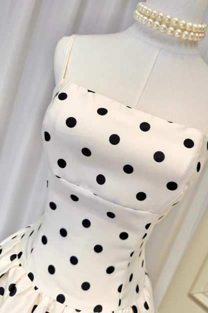 White Polka Dots Justine Long Dress