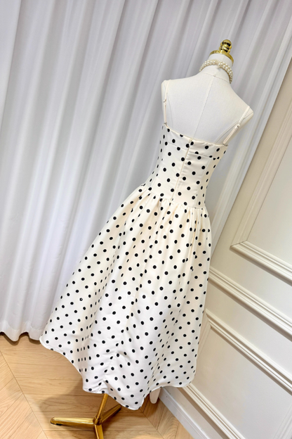 White Polka Dots Justine Long Dress