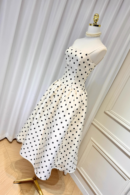 White Polka Dots Justine Long Dress