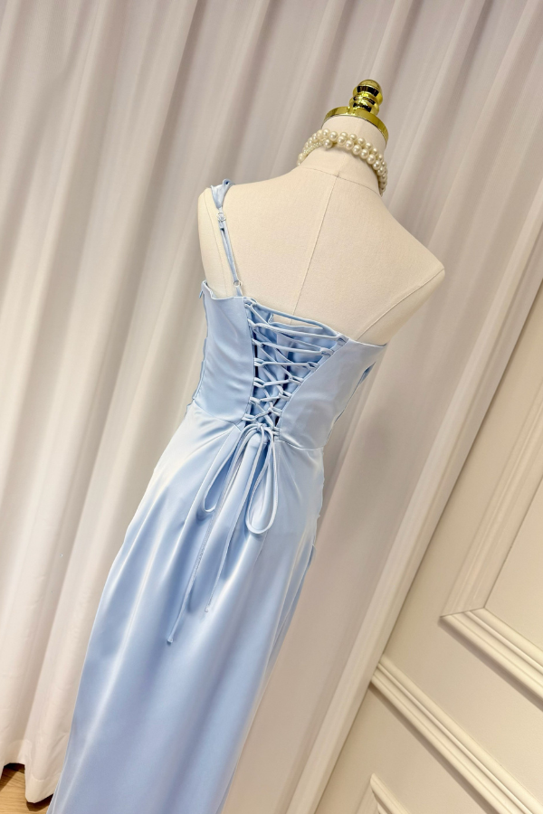 Blue Camille Silk Long Dress