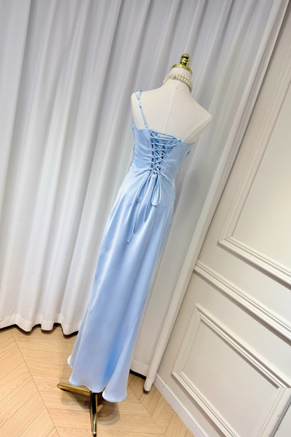 Blue Camille Silk Long Dress