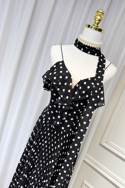 Black Polka Dots Long Dress