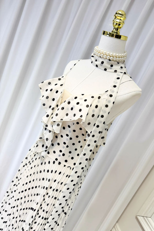 White Polka Dots Long Dress