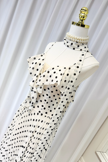 White Polka Dots Long Dress