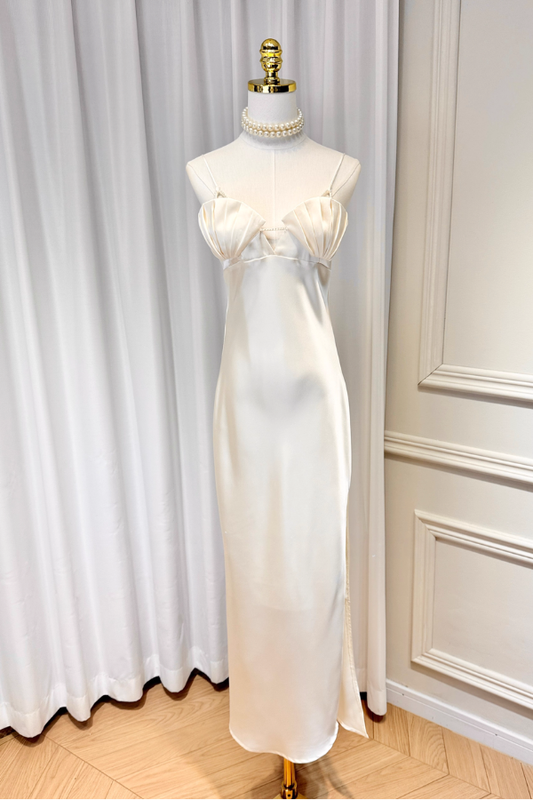 White Shell Silk Dress