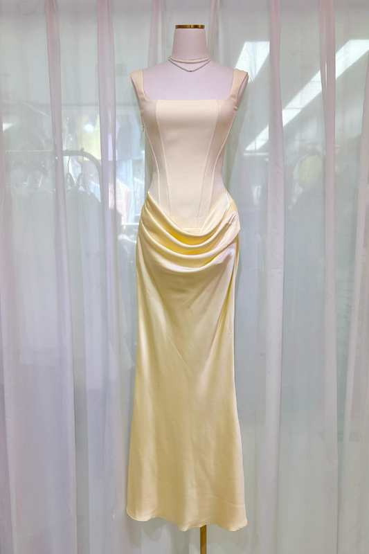 Yellow Diana Corset Long Dress