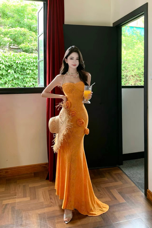 Orange Celine Long Dress