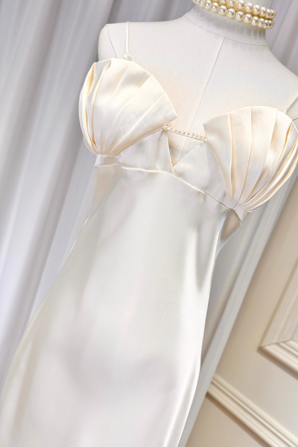 White Shell Silk Dress