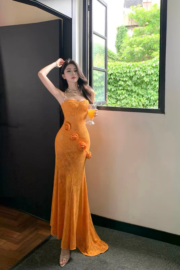 Orange Celine Long Dress