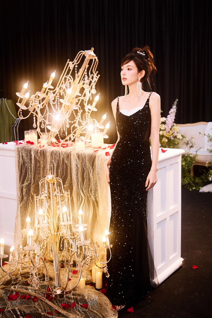 Black Sequin Long Dress