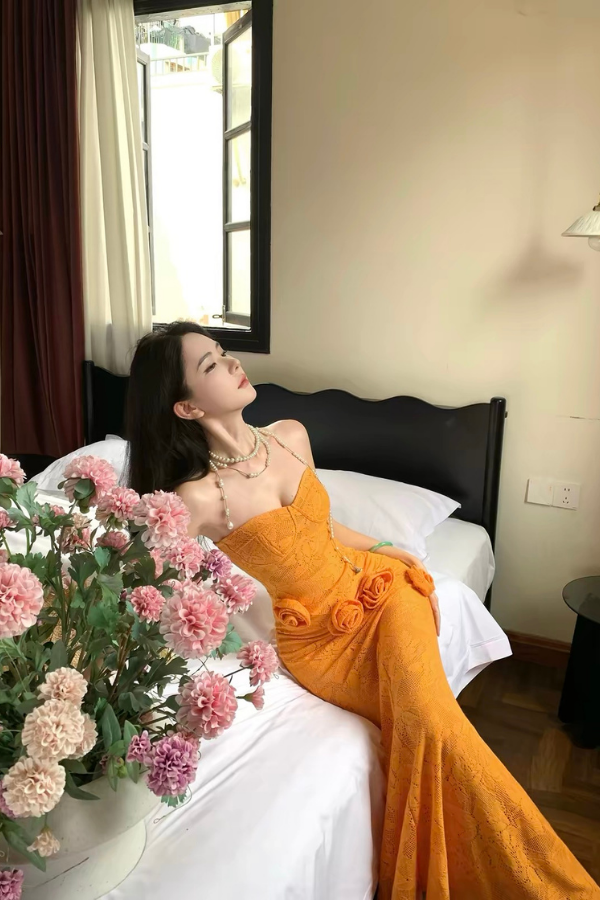 Orange Celine Long Dress