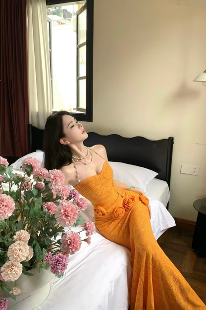 Orange Celine Long Dress