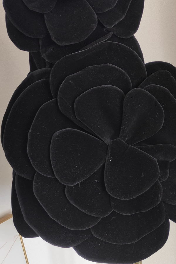 Black Flower Dress with Detachable Sleeves
