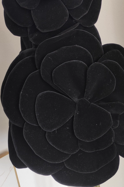 Black Flower Dress with Detachable Sleeves