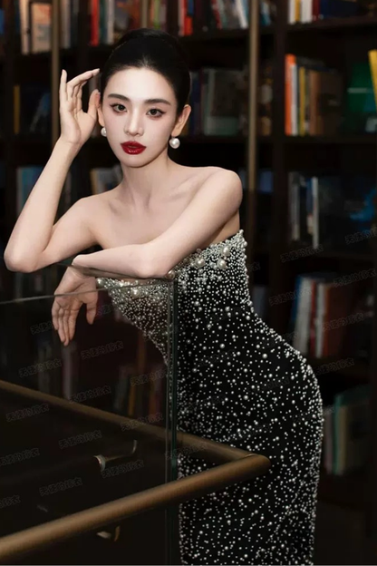 Black Elizabeth Pearl Gown