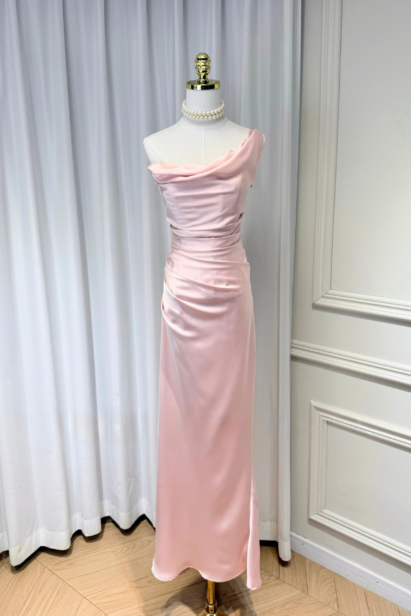 Pink Camille Silk Long Dress