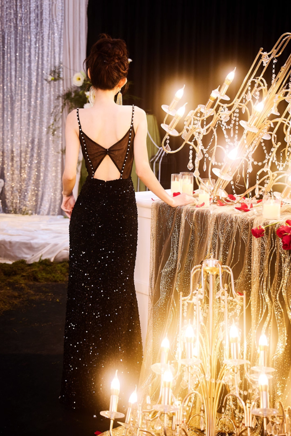 Black Sequin Long Dress