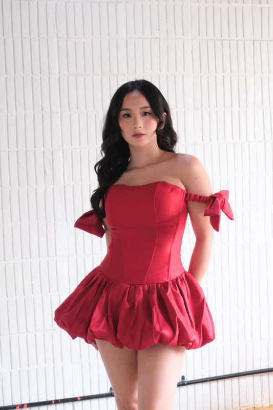 Red Jersie Off Shoulder Dress